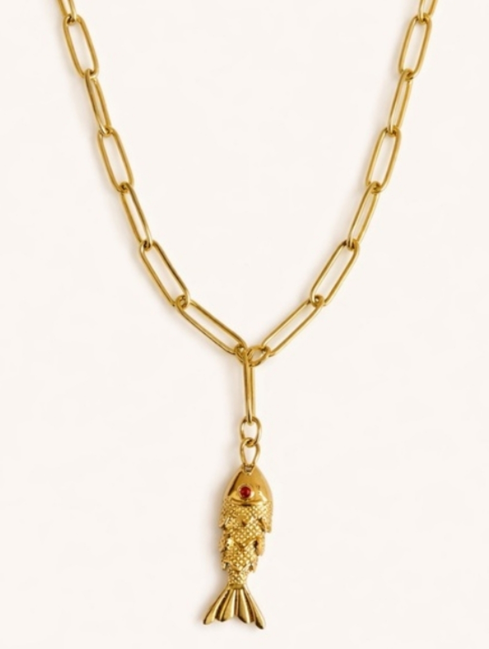 Anthropologie Gold Flapping Fish Paperclip Chain Necklace